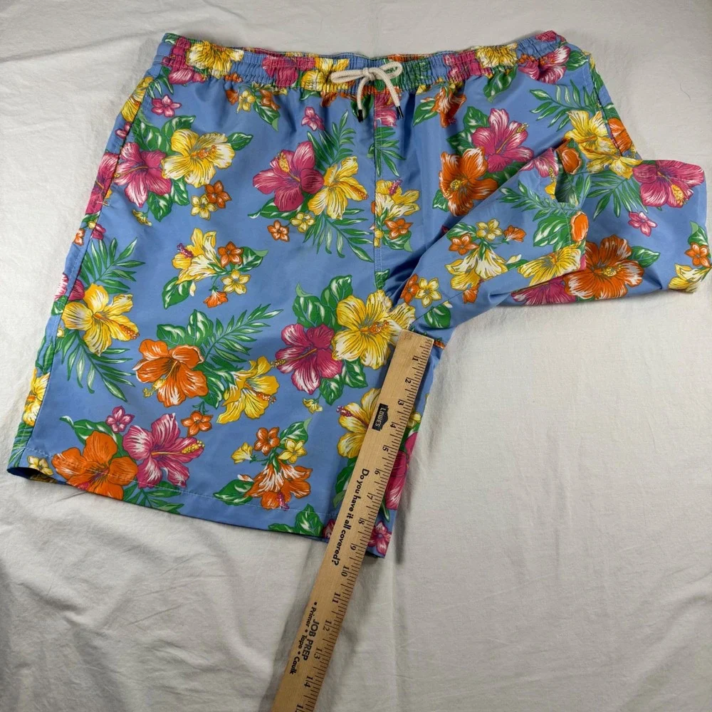 Polo Ralph Lauren Men's‎ Size 2XLT Blue Floral Hibiscus Print Swim Trunks